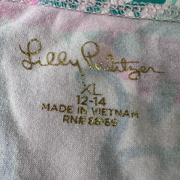 Lilly Pulitzer Sophie Shift Dress Girls XL 12-14 Pink Blue Patch To Match Rayon - Picture 5 of 9